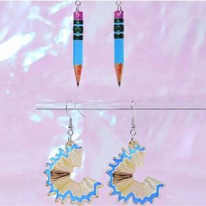 Pencil & Pencil Shaving Unique Teacher/Artist Earrings - SET OF 2